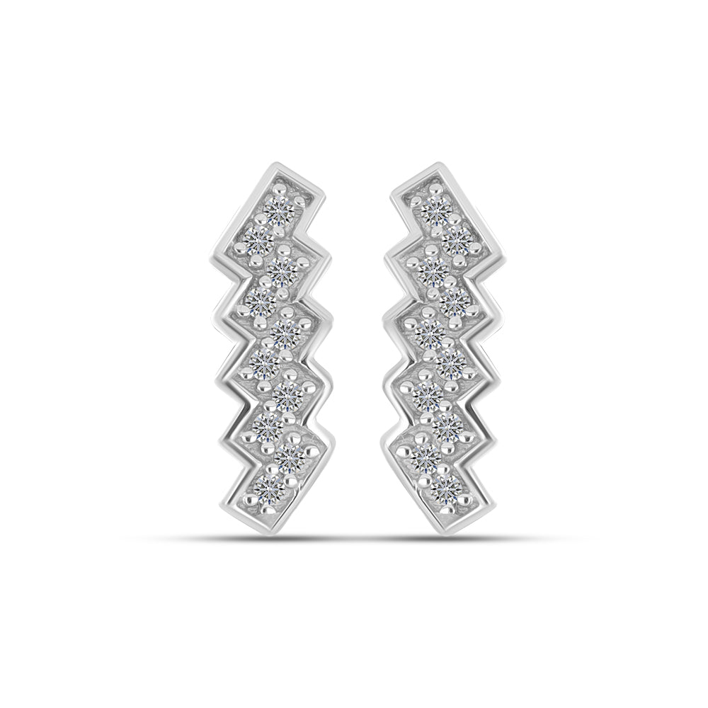 Pendientes de Plata Bañada en Oro con Diamante blanco 1 