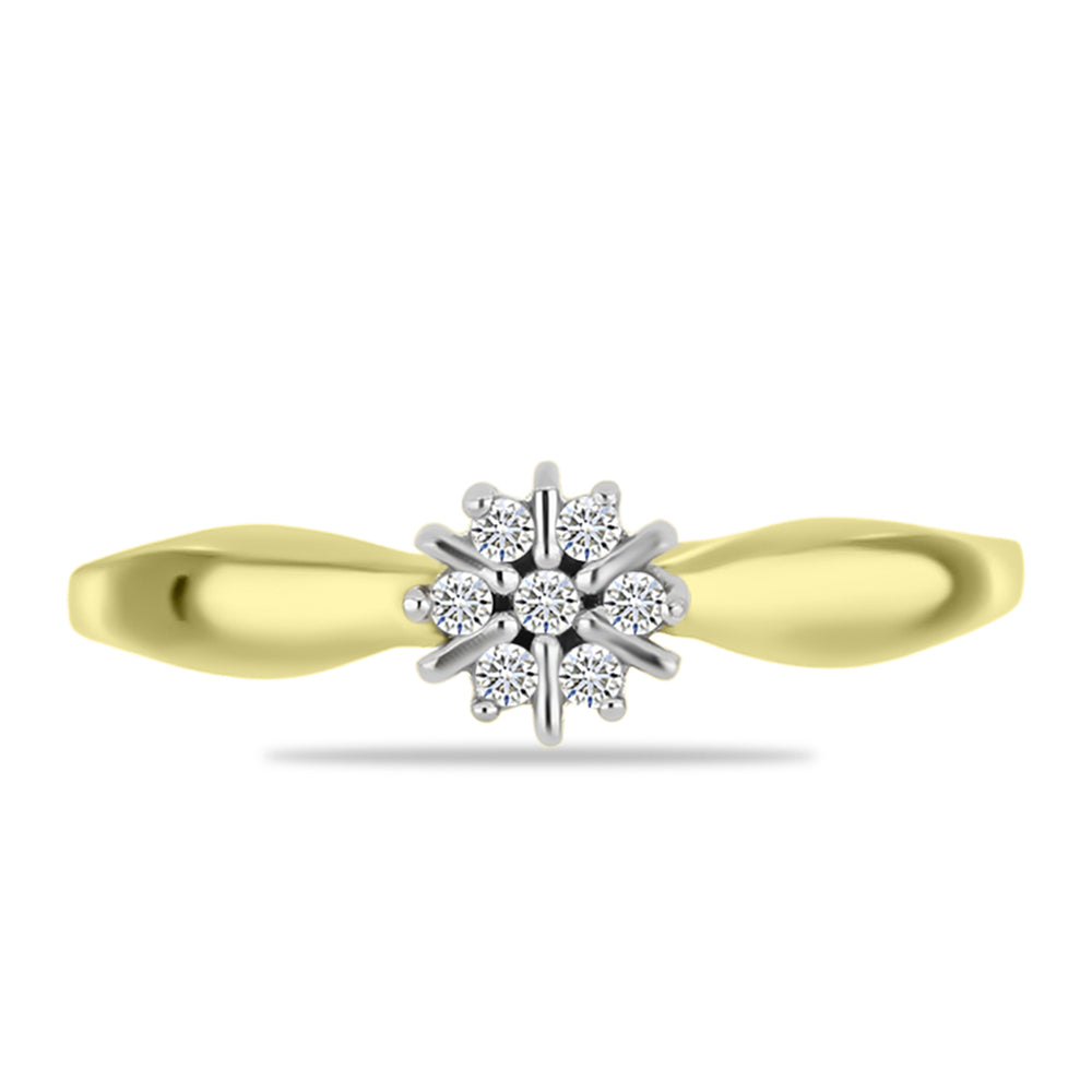 Anillo de Plata Bañada en Oro con Diamante blanco
