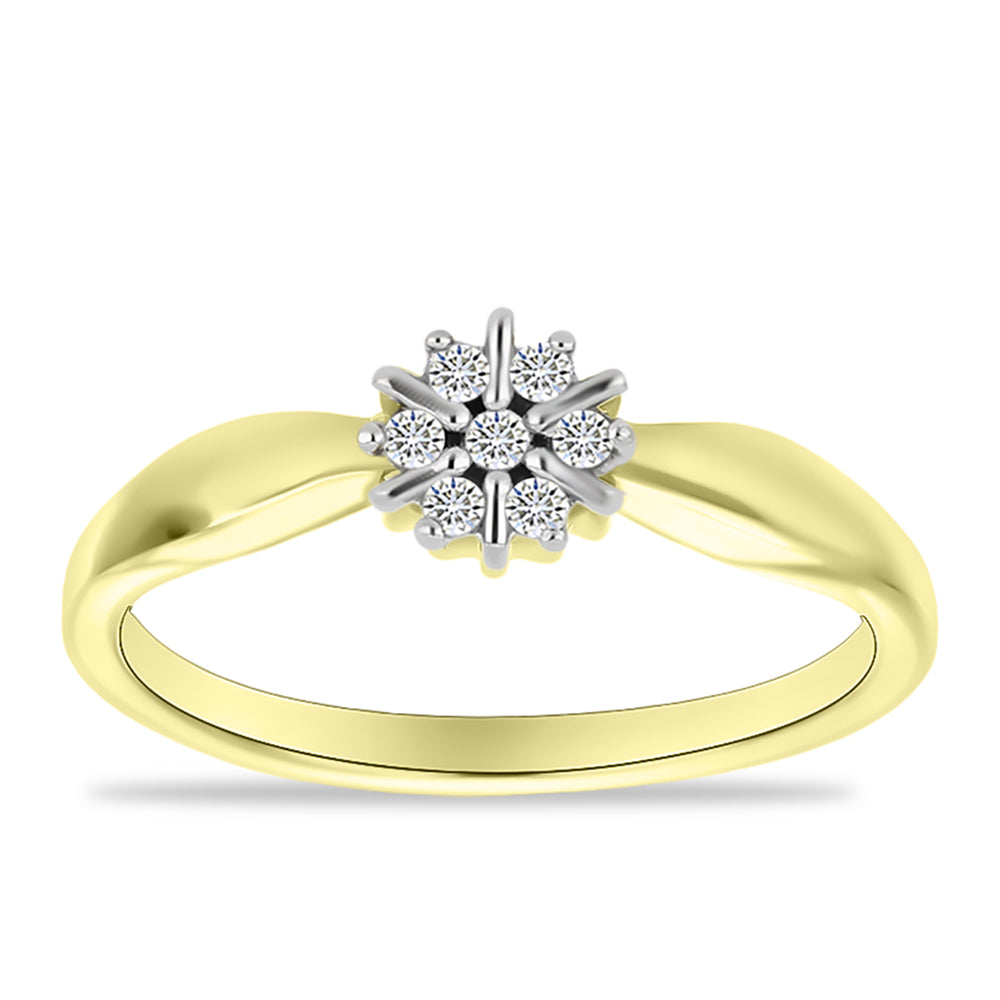 Anillo de Plata Bañada en Oro con Diamante blanco 7 