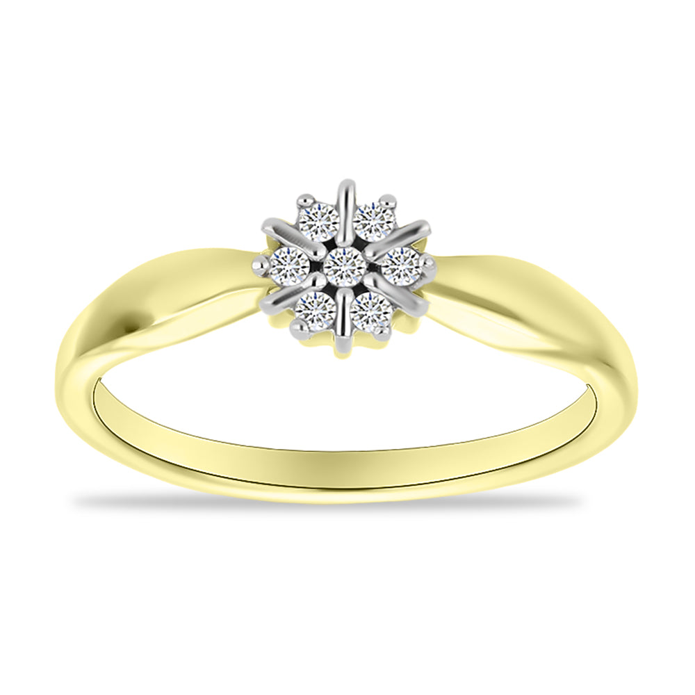 Anillo de Plata Bañada en Oro con Diamante blanco 3 
