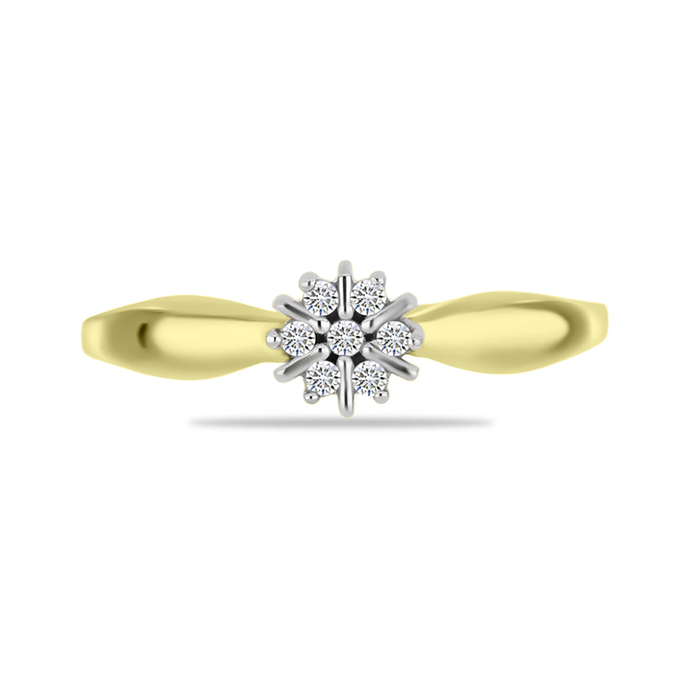 Anillo de Plata Bañada en Oro con Diamante blanco 1 