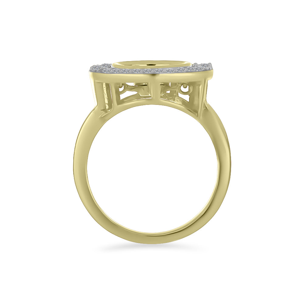 Anillo de Plata Bañada en Oro con Diamante blanco y Zircón Blanco 2 