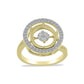 Anillo de Plata Bañada en Oro con Diamante blanco y Zircón Blanco