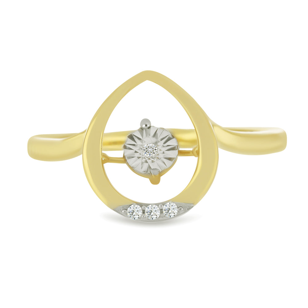 Anillo de Plata Bañada en Oro con Diamante blanco y Zircón Blanco 1 