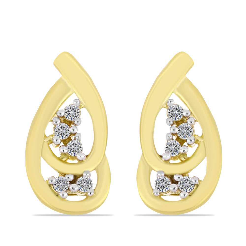Pendientes de Plata Bañada en Oro con Diamante blanco