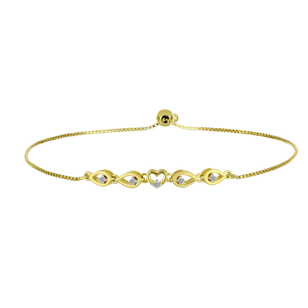 Pulsera de Plata Bañada en Oro con Diamante blanco