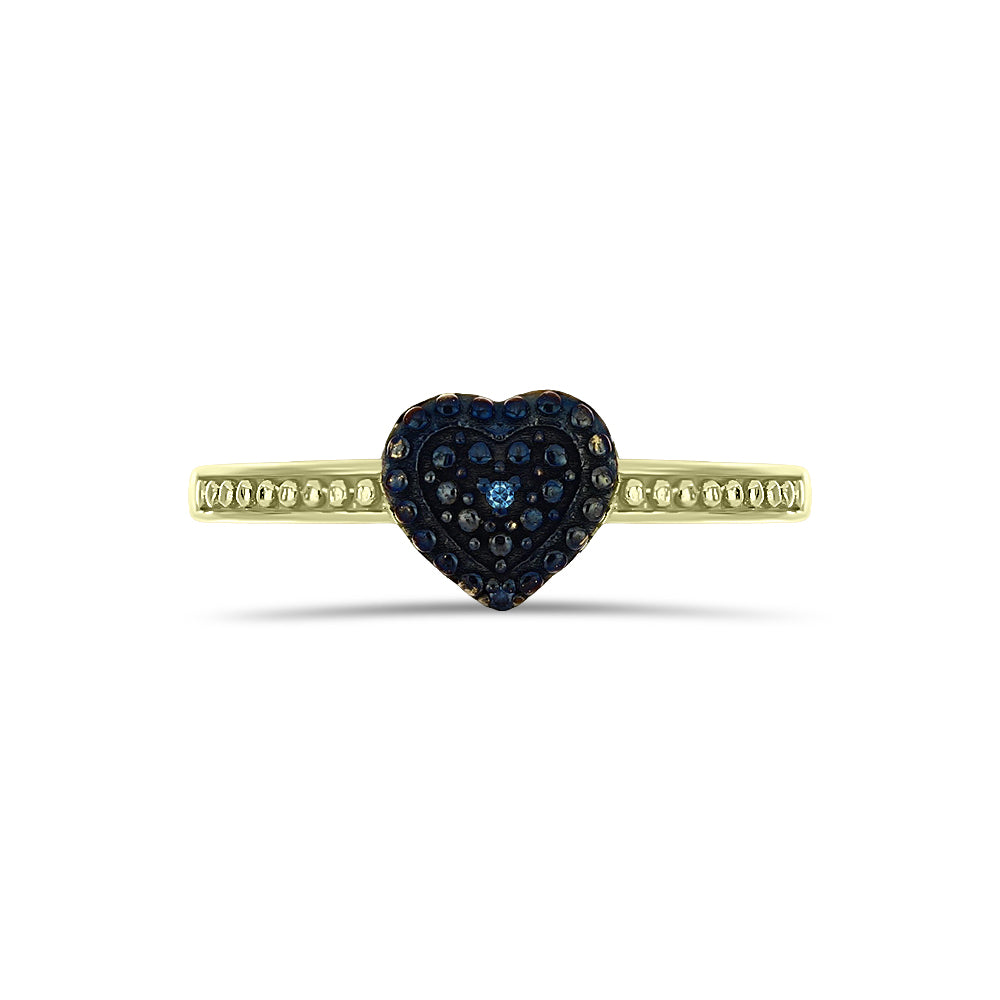 Anillo de Plata Bañada en Oro con Diamante Azul 1 