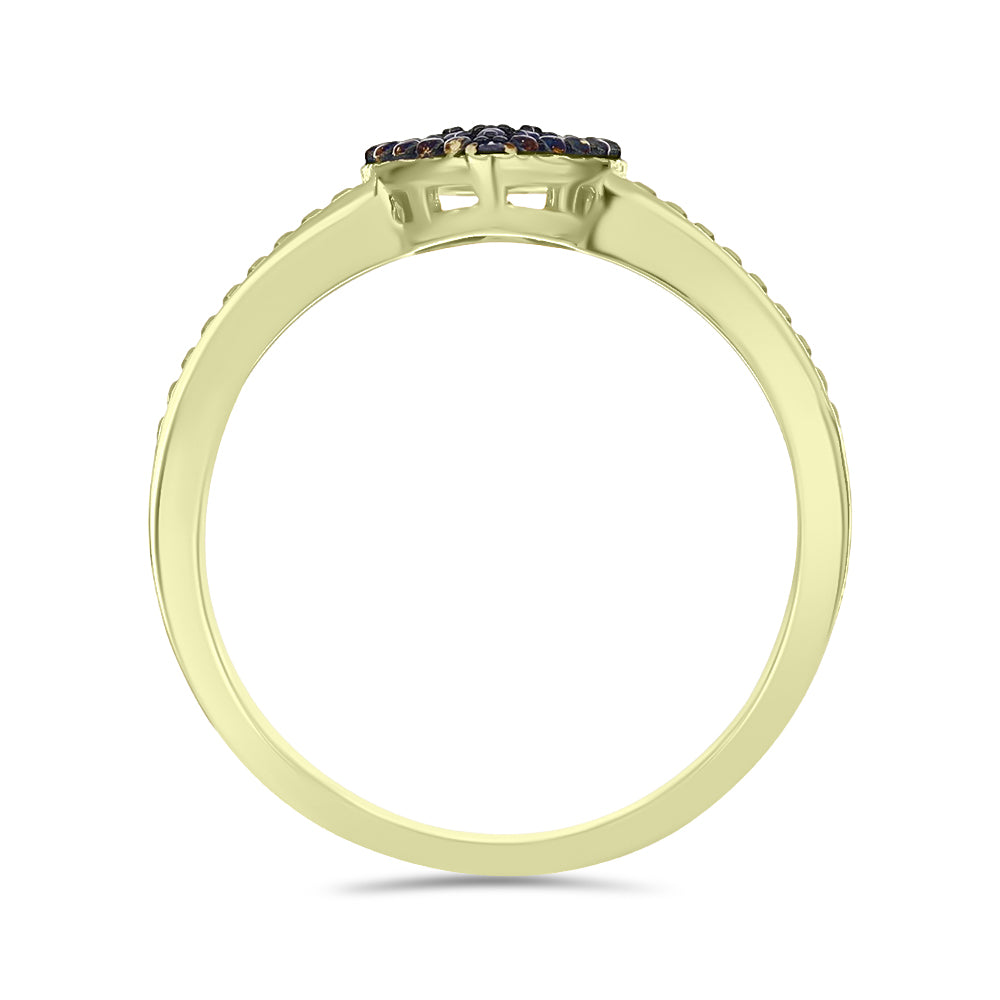 Anillo de Plata Bañada en Oro con Diamante Azul 2 