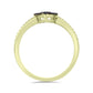 Anillo de Plata Bañada en Oro con Diamante Azul