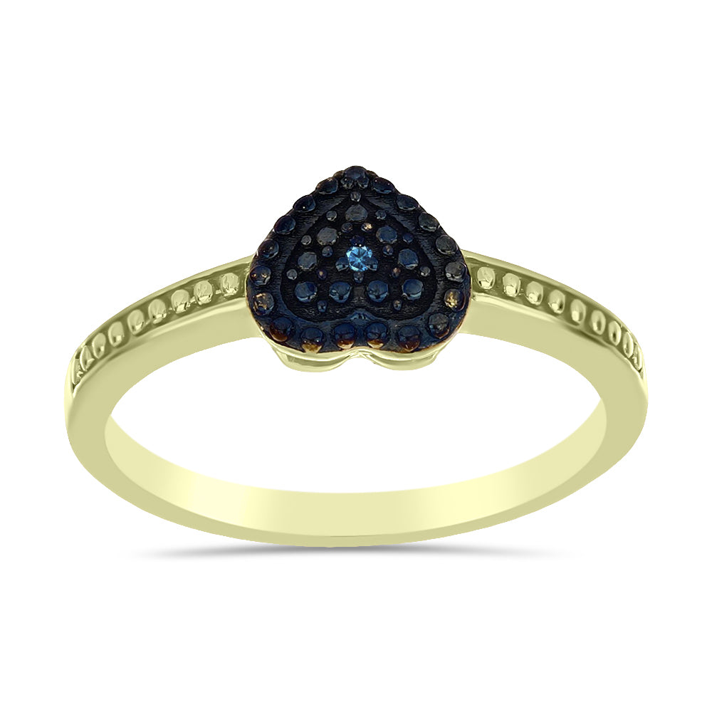 Anillo de Plata Bañada en Oro con Diamante Azul 3 