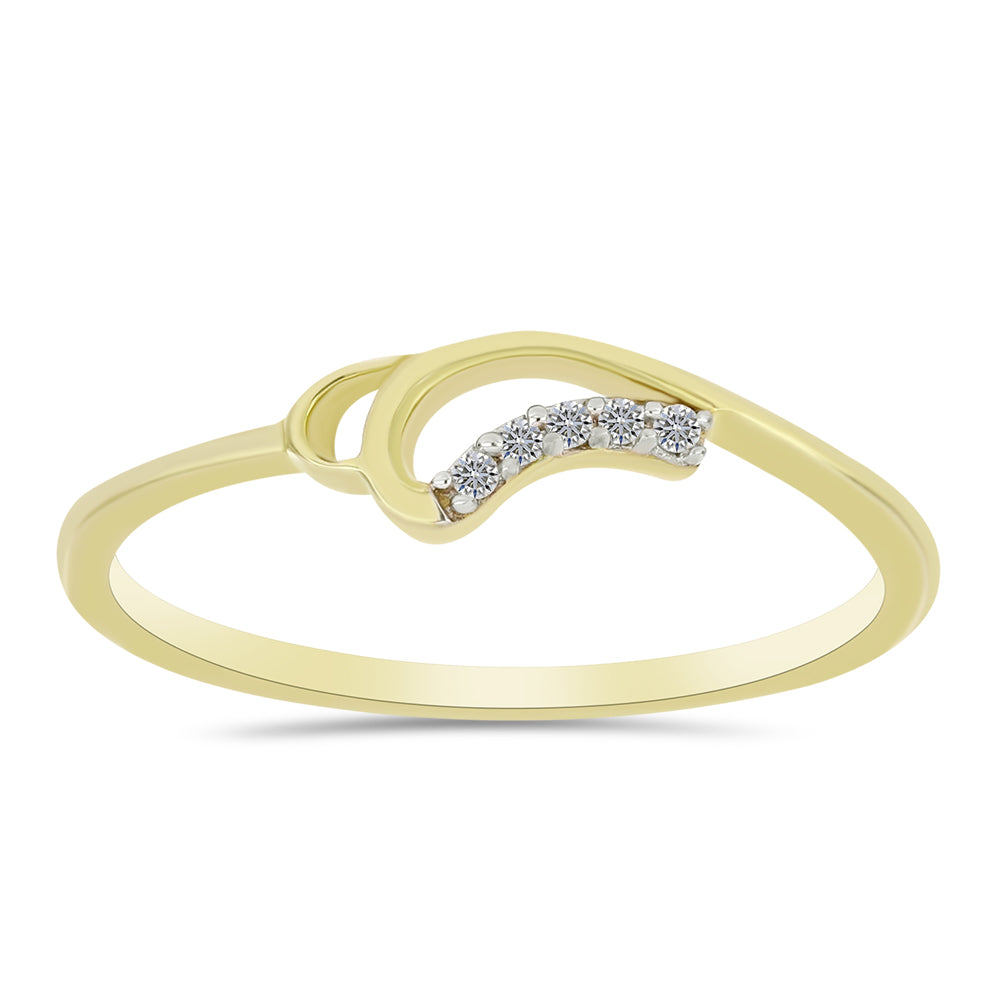 Anillo de Plata Bañada en Oro con Diamante blanco
