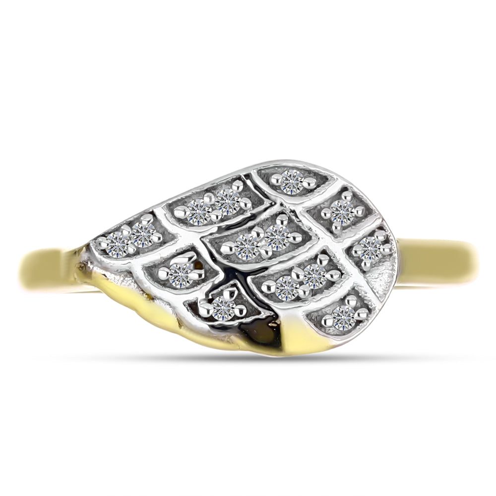Anillo de Plata Bañada en Oro con Diamante blanco 1 