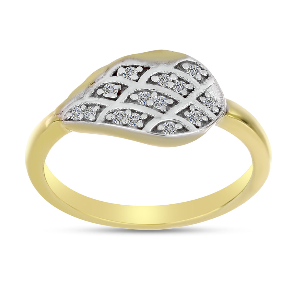 Anillo de Plata Bañada en Oro con Diamante blanco