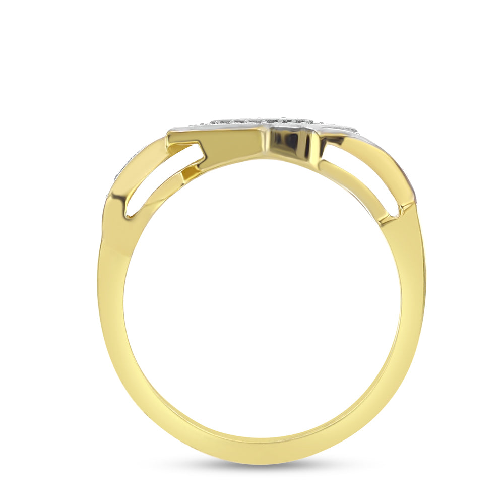 Anillo de Plata Bañada en Oro con Diamante blanco