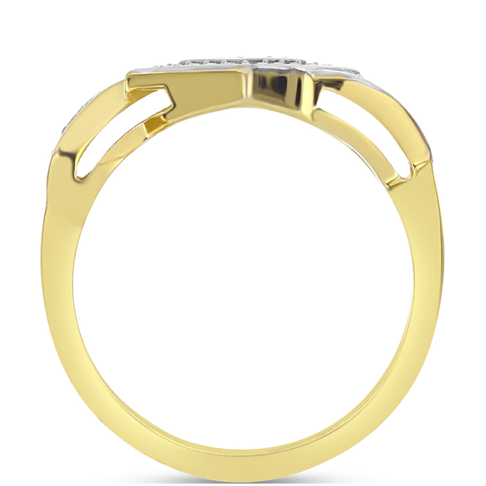 Anillo de Plata Bañada en Oro con Diamante blanco 6 