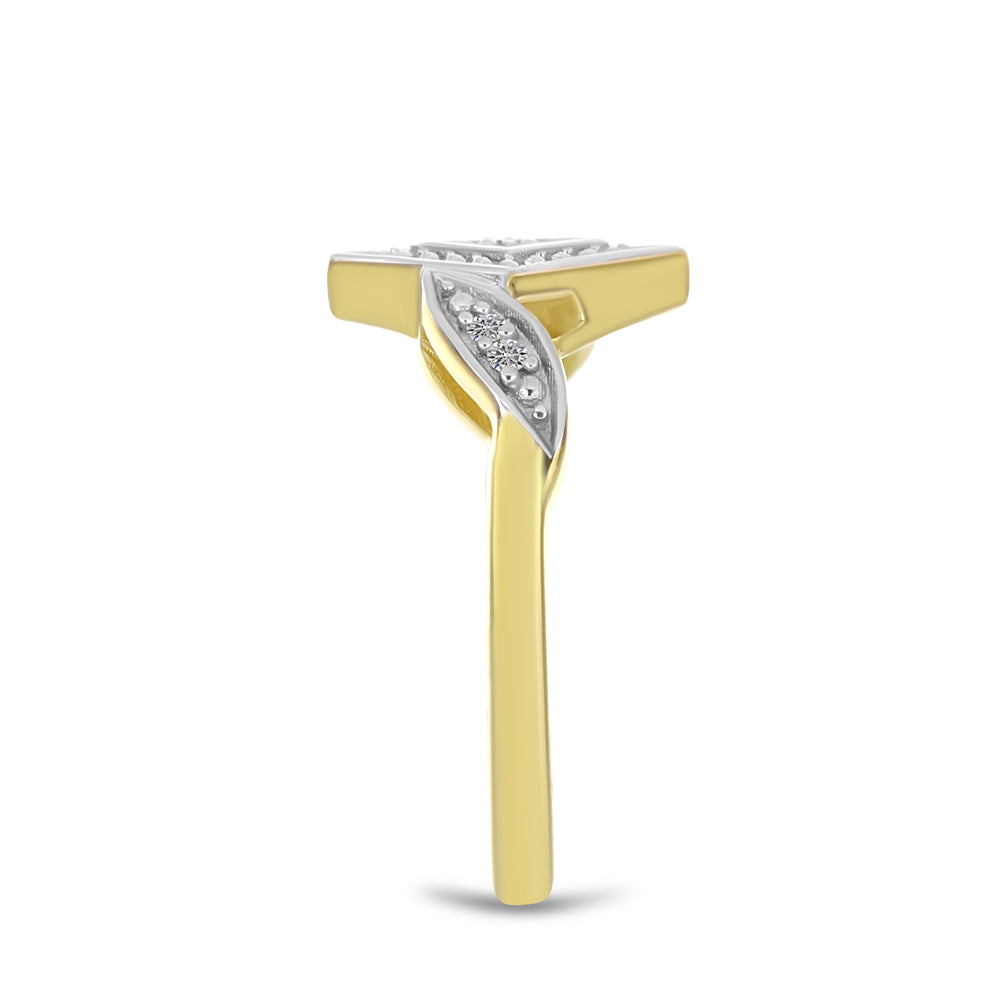 Anillo de Plata Bañada en Oro con Diamante blanco 4 