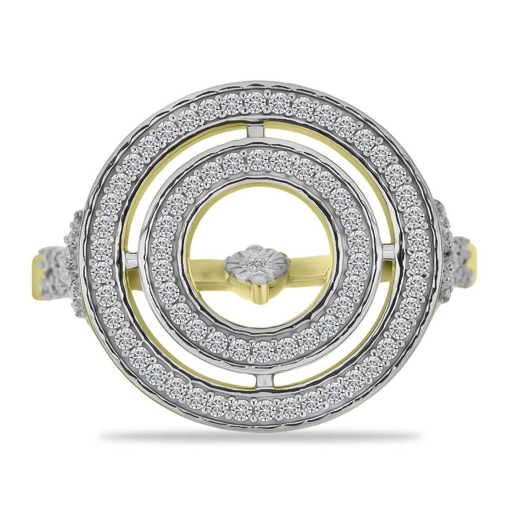 Anillo de Plata Bañada en Oro con Diamante blanco y Zircón Blanco 1 