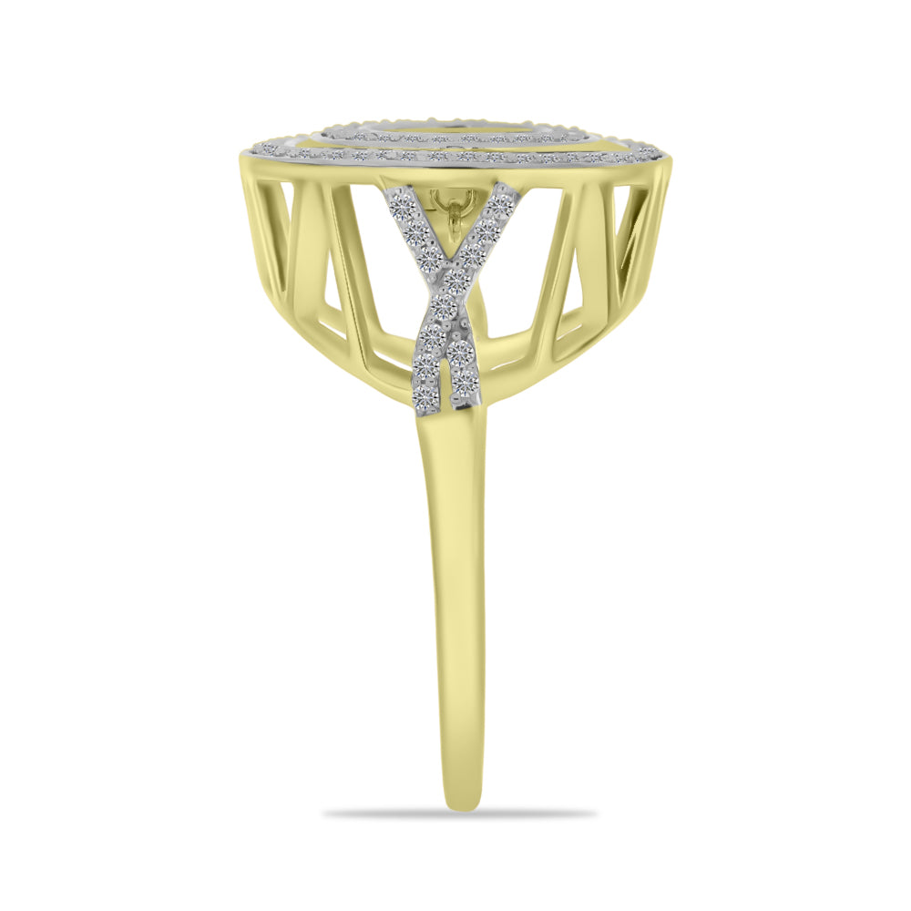 Anillo de Plata Bañada en Oro con Diamante blanco y Zircón Blanco 4 