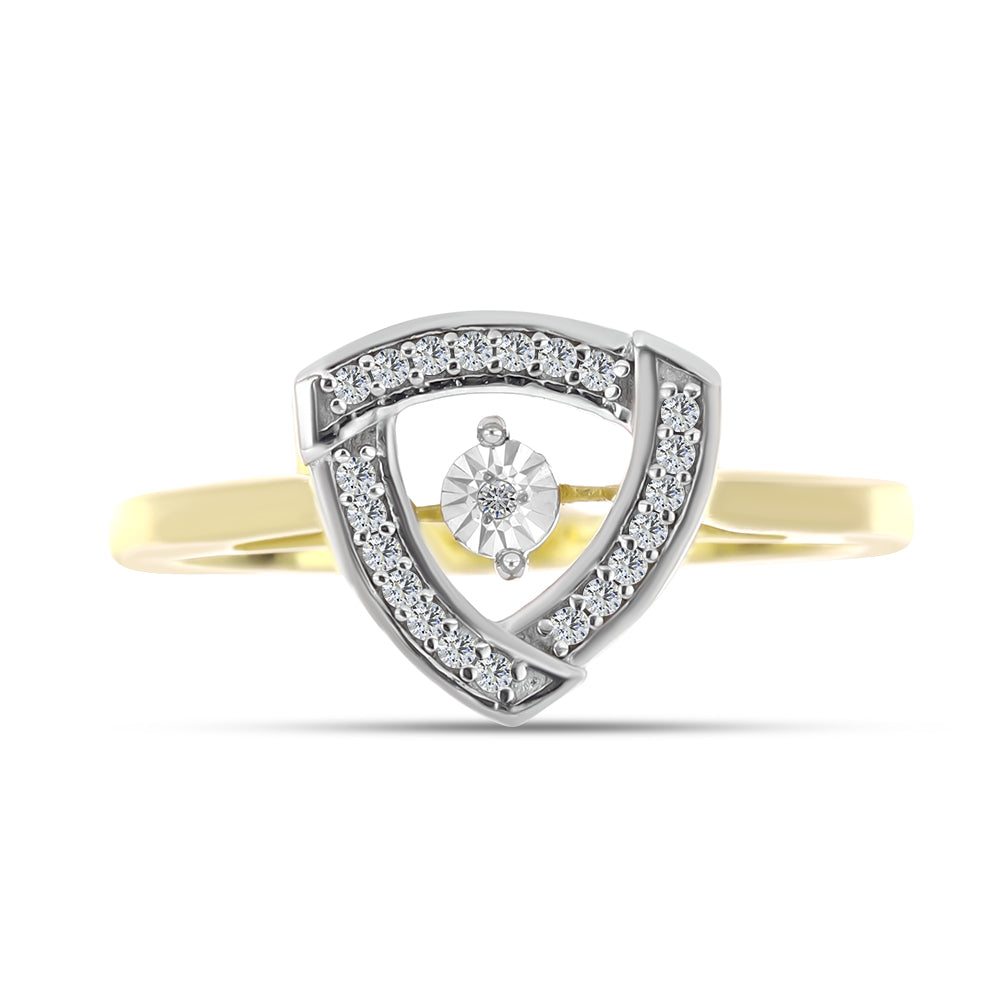 Anillo de Plata Bañada en Oro con Diamante blanco y Zircón Blanco 1 
