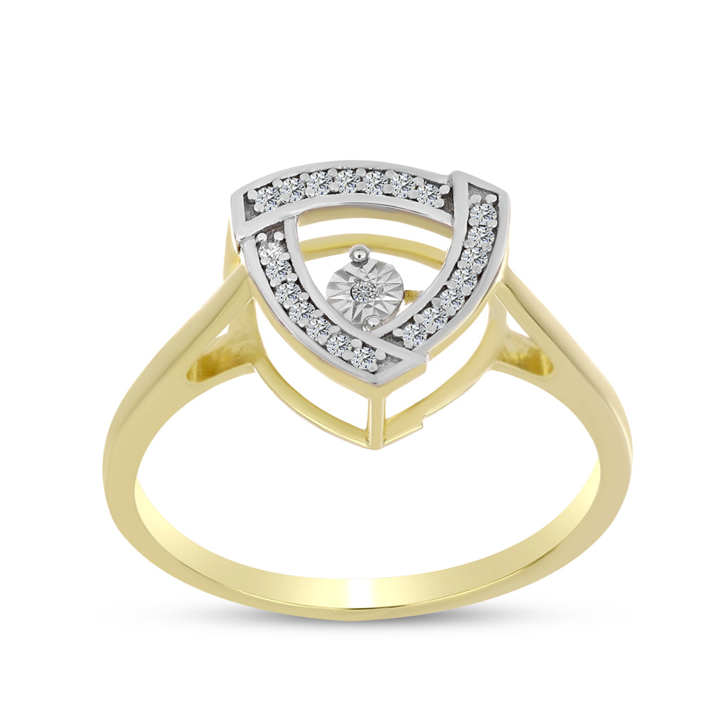 Anillo de Plata Bañada en Oro con Diamante blanco y Zircón Blanco 3 