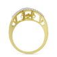 Anillo de Plata Bañada en Oro con Diamante blanco y Zircón Blanco