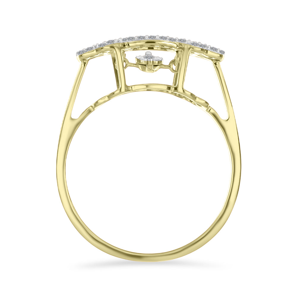 Anillo de Plata Bañada en Oro con Diamante blanco y Zircón Blanco 2 