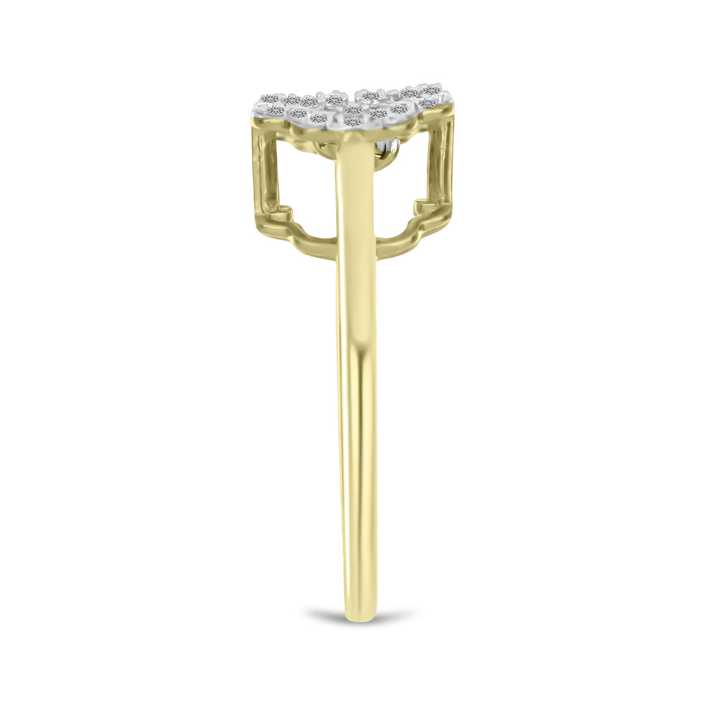 Anillo de Plata Bañada en Oro con Diamante blanco y Zircón Blanco