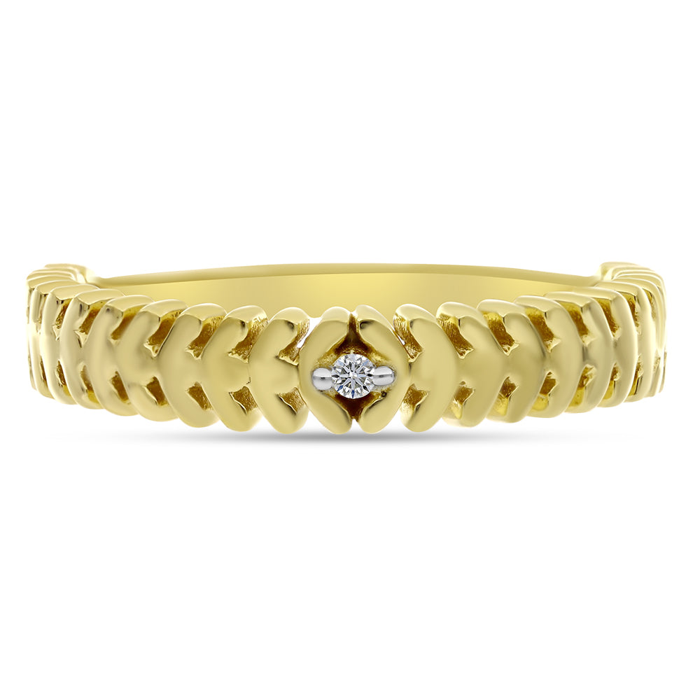 Anillo de Plata Bañada en Oro con Diamante blanco