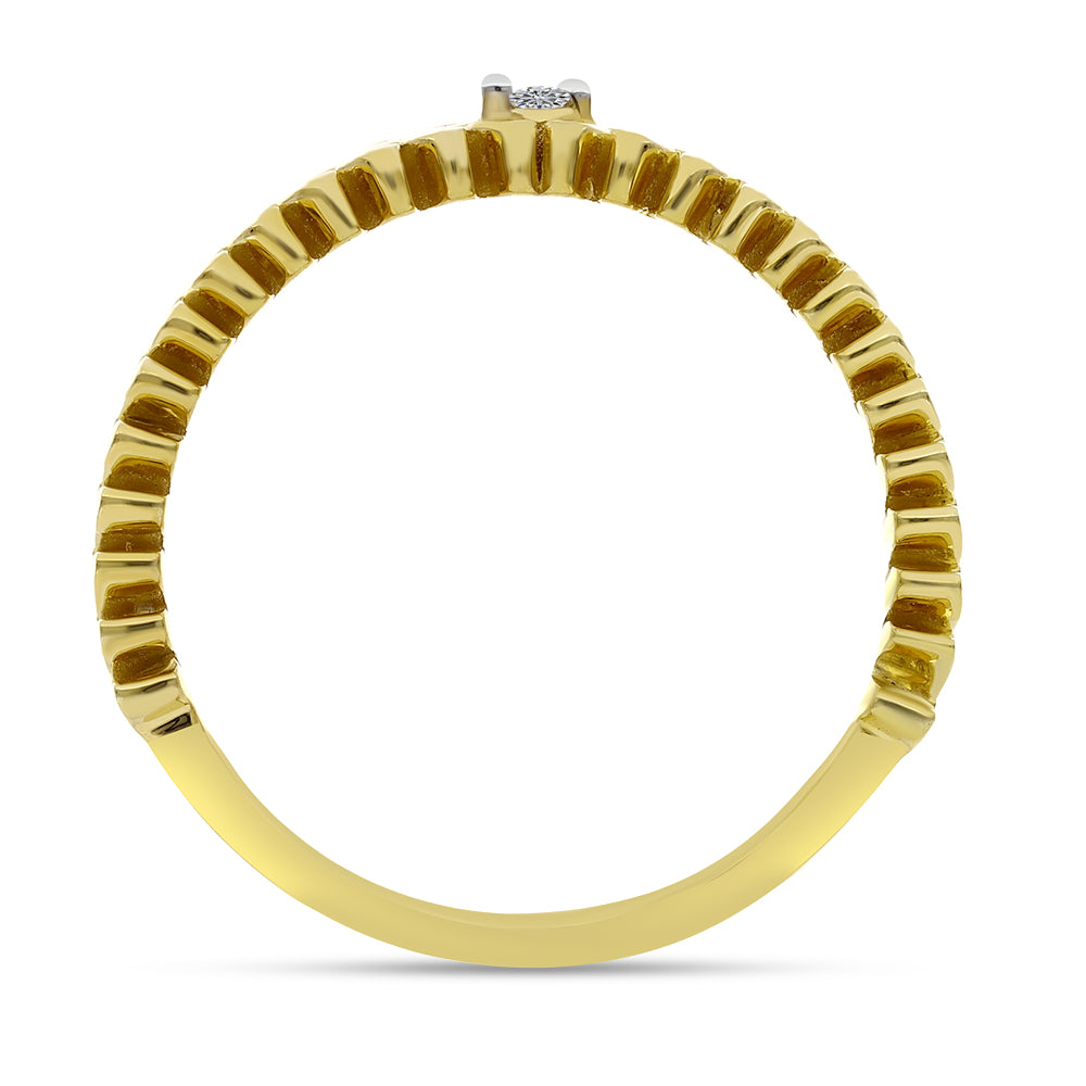 Anillo de Plata Bañada en Oro con Diamante blanco 2 