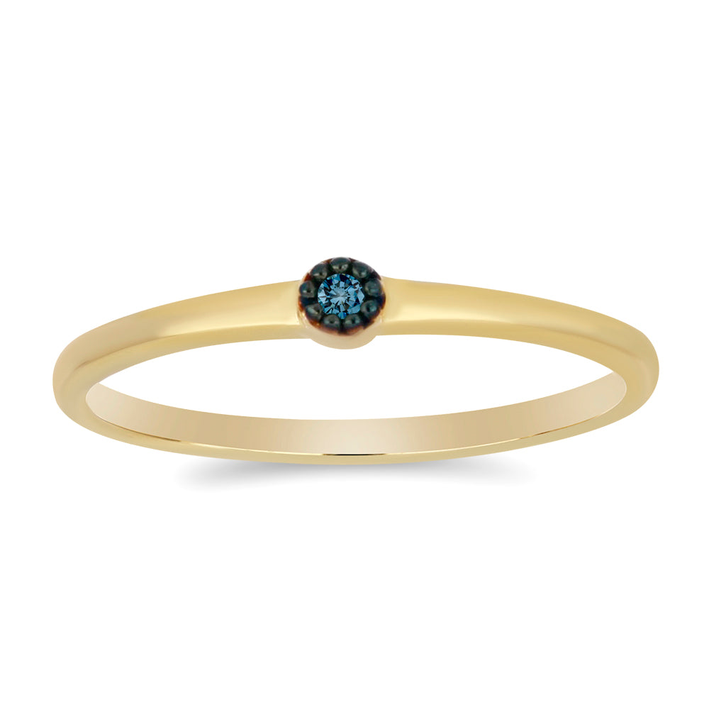 Anillo de Plata Bañada en Oro con Diamante Azul