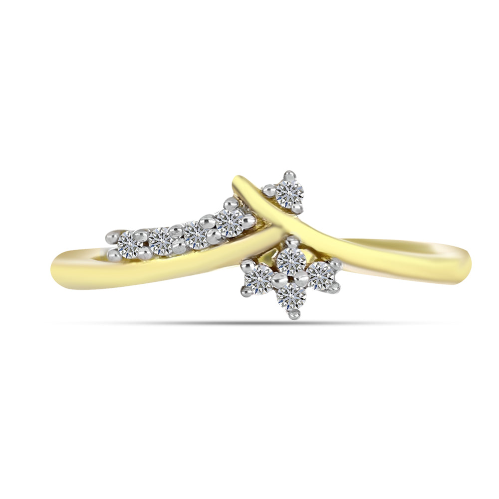 Anillo de Plata Bañada en Oro con Diamante blanco 1 
