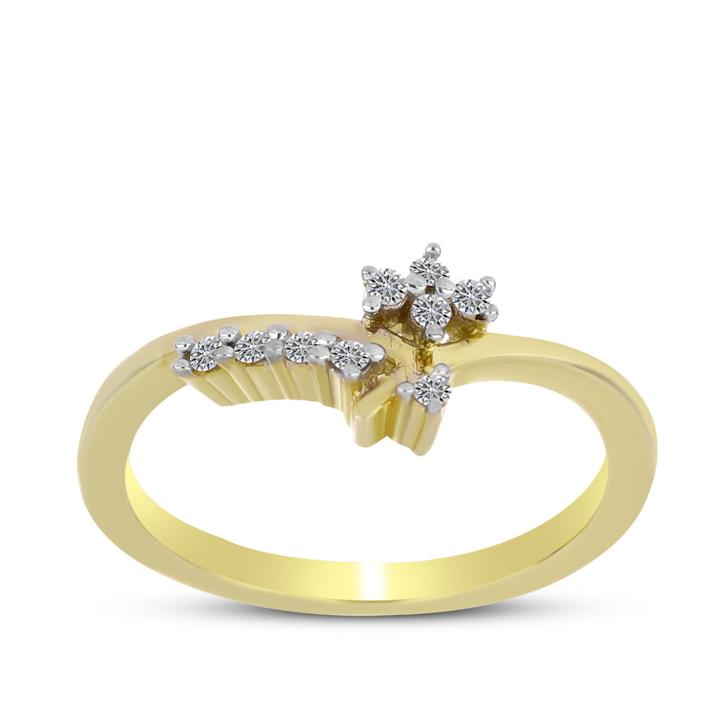 Anillo de Plata Bañada en Oro con Diamante blanco 3 