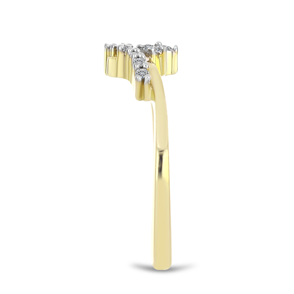 Anillo de Plata Bañada en Oro con Diamante blanco 4 