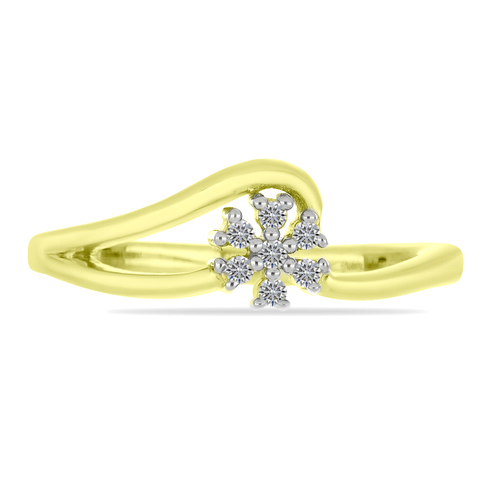 Anillo de Plata Bañada en Oro con Diamante blanco 1 