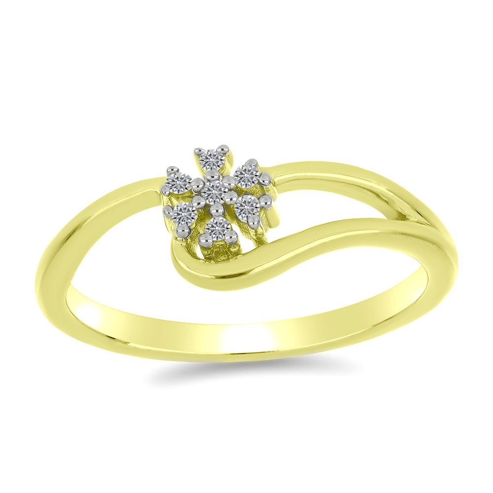 Anillo de Plata Bañada en Oro con Diamante blanco 3 