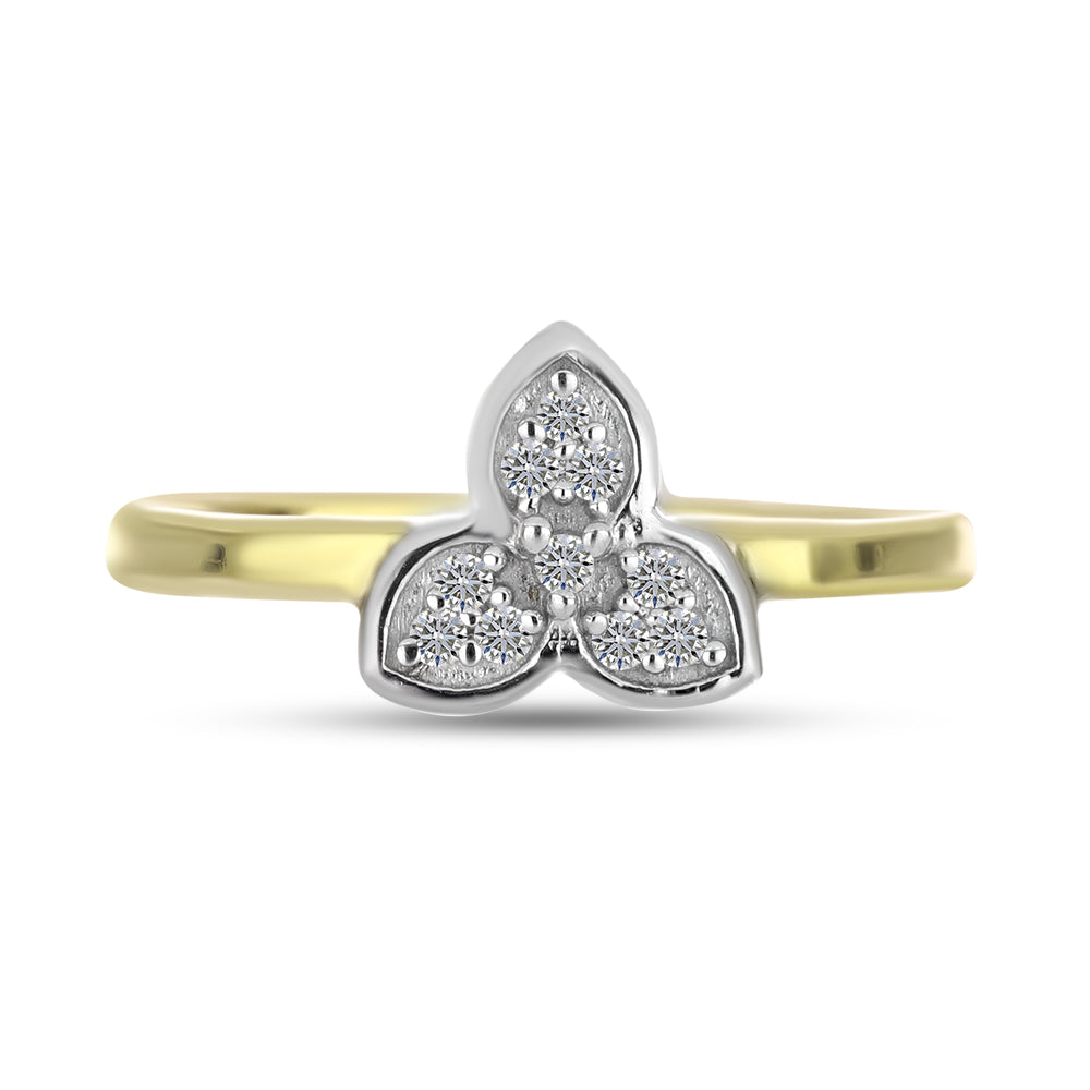 Anillo de Plata Bañada en Oro con Diamante blanco