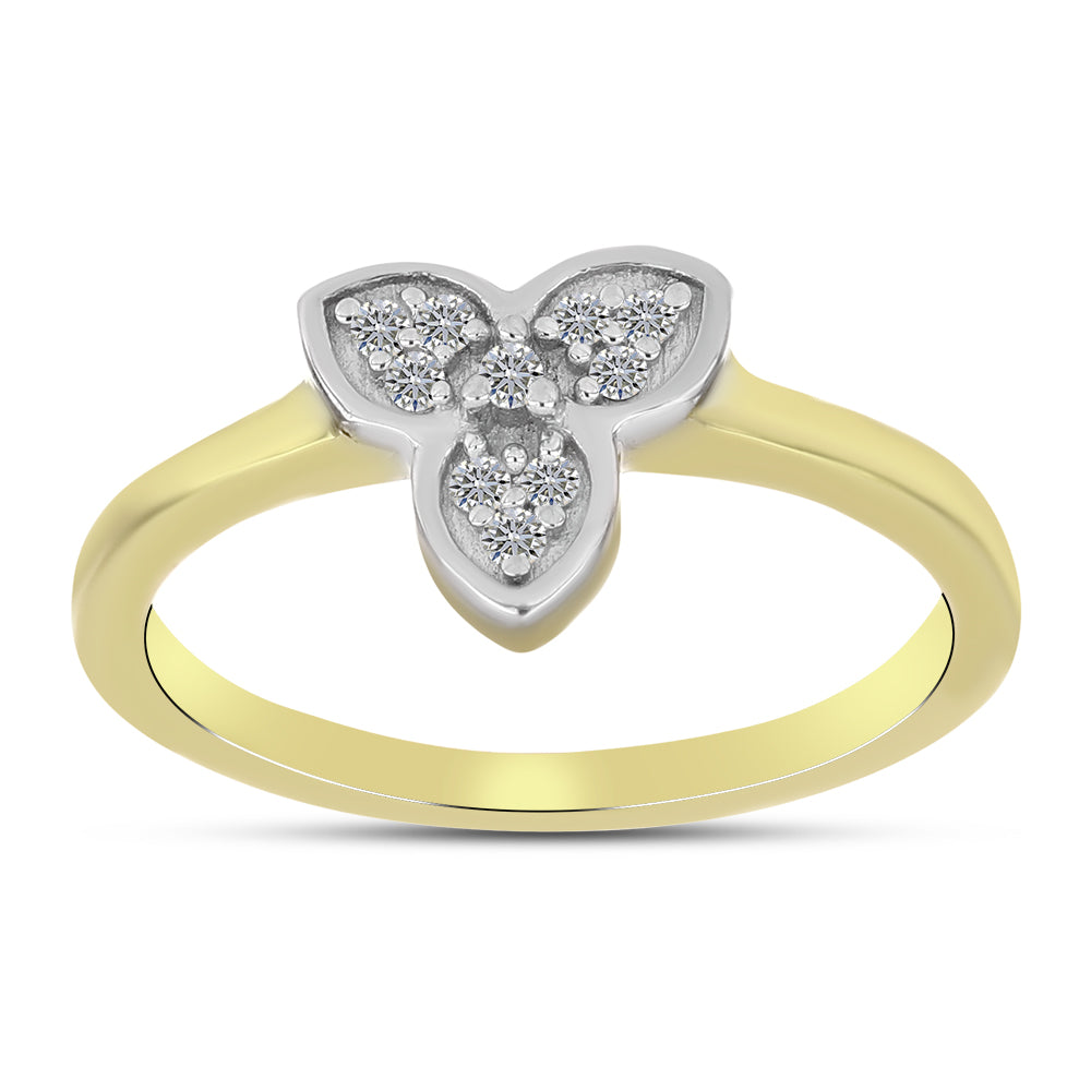 Anillo de Plata Bañada en Oro con Diamante blanco 3 