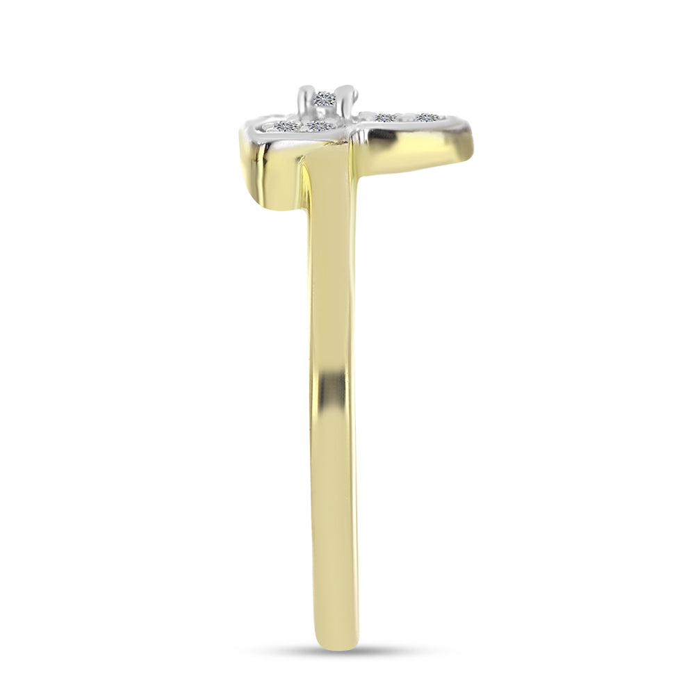Anillo de Plata Bañada en Oro con Diamante blanco 4 