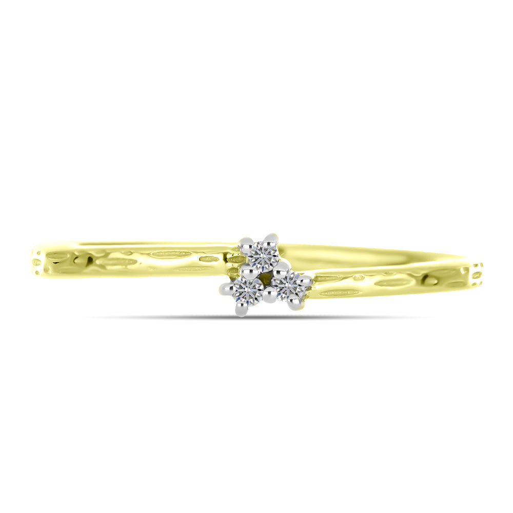 Anillo de Plata Bañada en Oro con Diamante blanco 1 