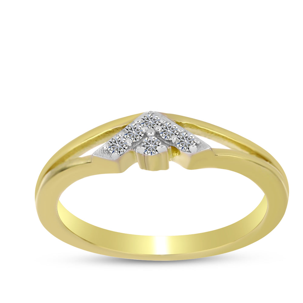 Anillo de Plata Bañada en Oro con Diamante blanco 3 