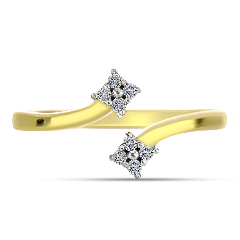 Anillo de Plata Bañada en Oro con Diamante blanco 1 