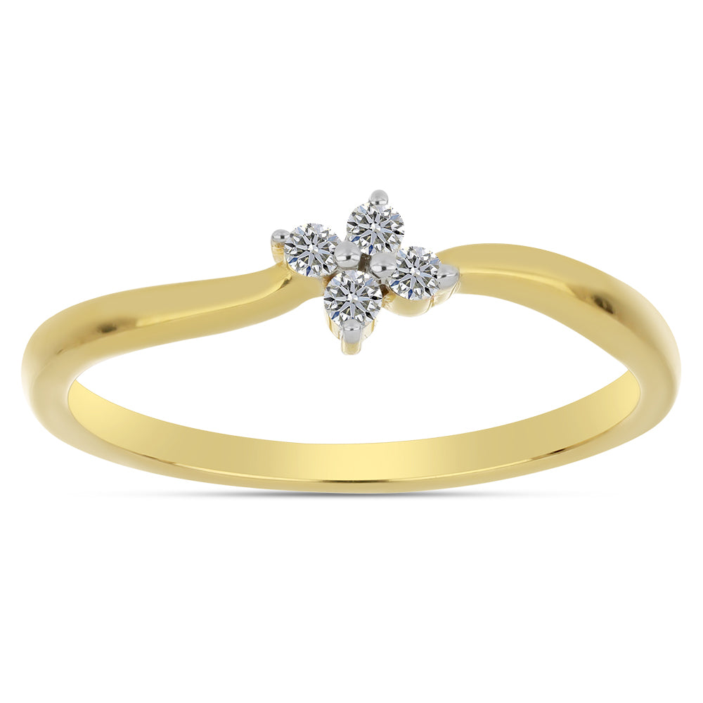 Anillo de Plata Bañada en Oro con Diamante blanco 3 