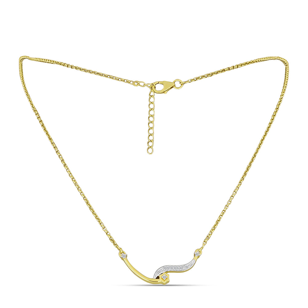 Collar de Plata Bañada en Oro con Diamante blanco