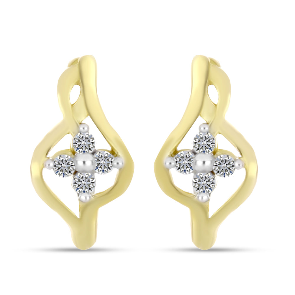 Pendientes de Plata Bañada en Oro con Diamante blanco