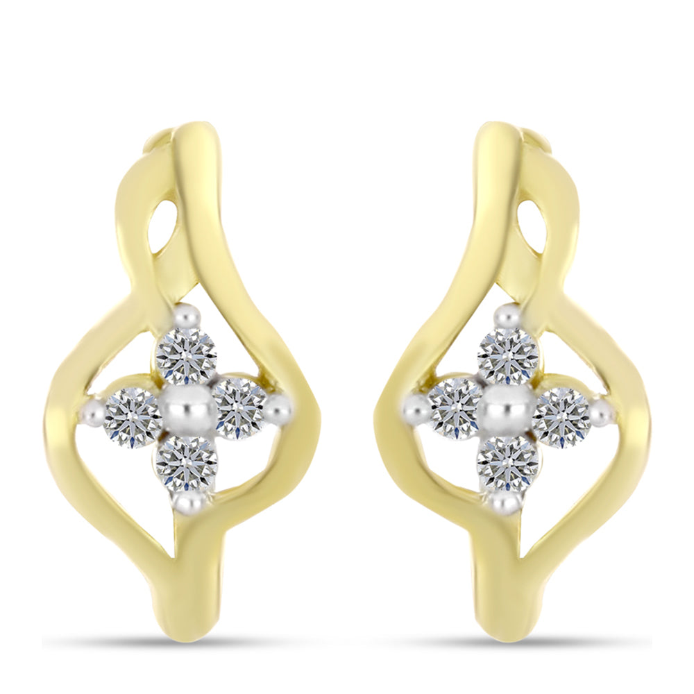 Pendientes de Plata Bañada en Oro con Diamante blanco