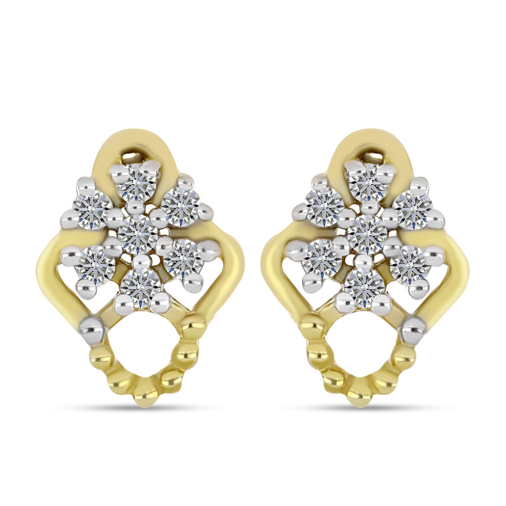 Pendientes de Plata Bañada en Oro con Diamante blanco 1 