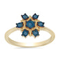 Anillo de Plata Bañada en Oro con Diamante Azul