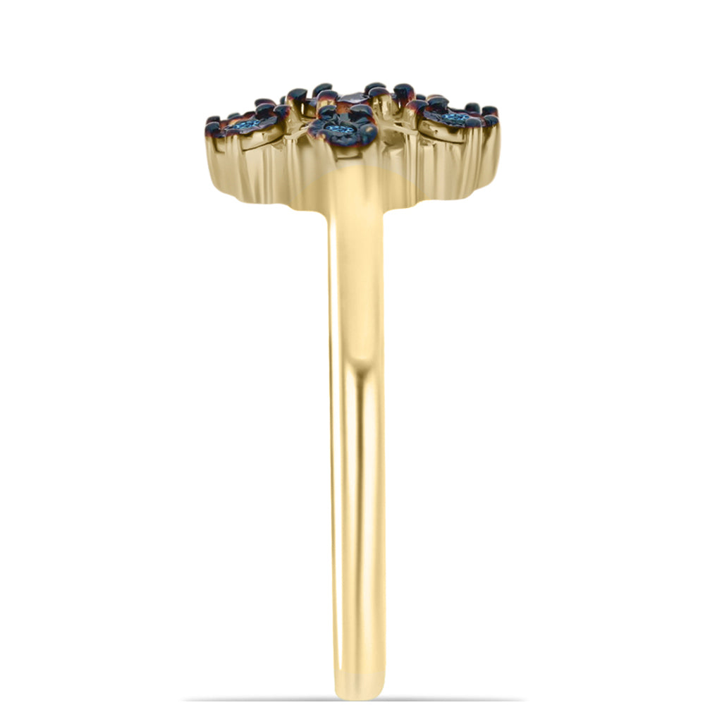 Anillo de Plata Bañada en Oro con Diamante Azul 8 
