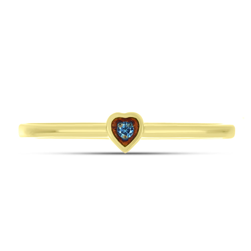 Anillo de Plata Bañada en Oro con Diamante Azul 1 