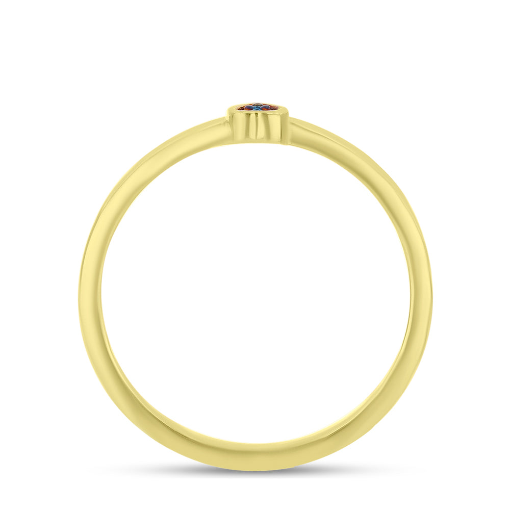 Anillo de Plata Bañada en Oro con Diamante Azul 2 